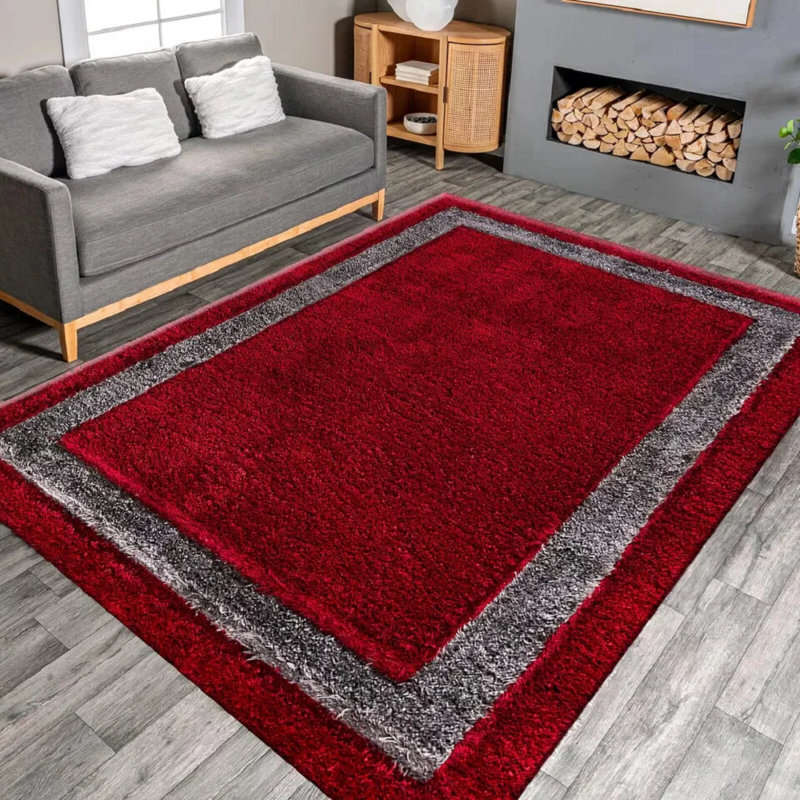 Geometric Indoor / Outdoor Area Rug, Red, Rectangle 60 x 110 cm
