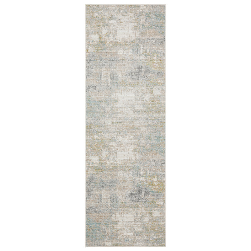 Tapis abstrait tissé à la machine Goulart, Tapis de couloir 2 pi 8 po x 7 pi 10 po