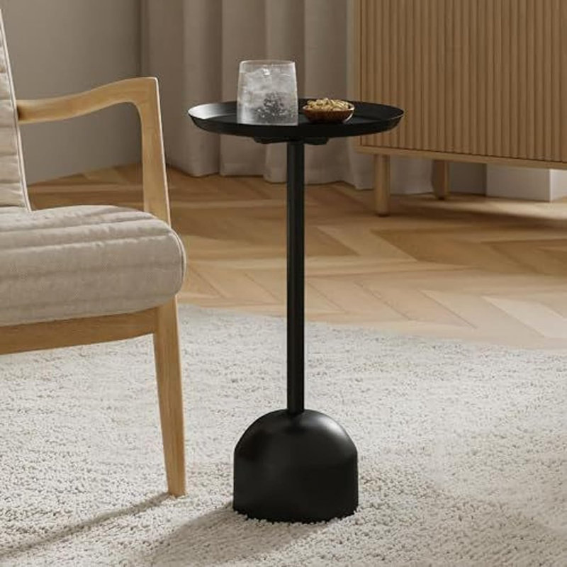 Table d'appoint ronde moderne en métal, petite table d'appoint à piédestal, noir
