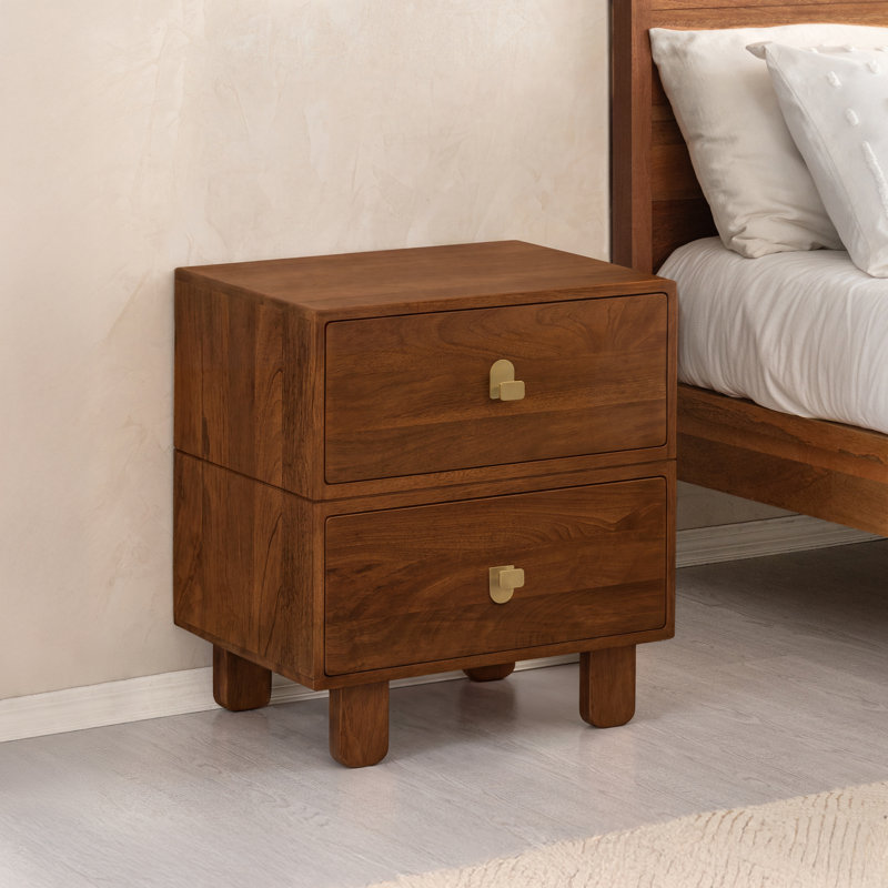 Pascal Solid Wood Nightstand, Walnut