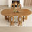 Nut-brown Oval Solid Wood Dining Table-1566994220