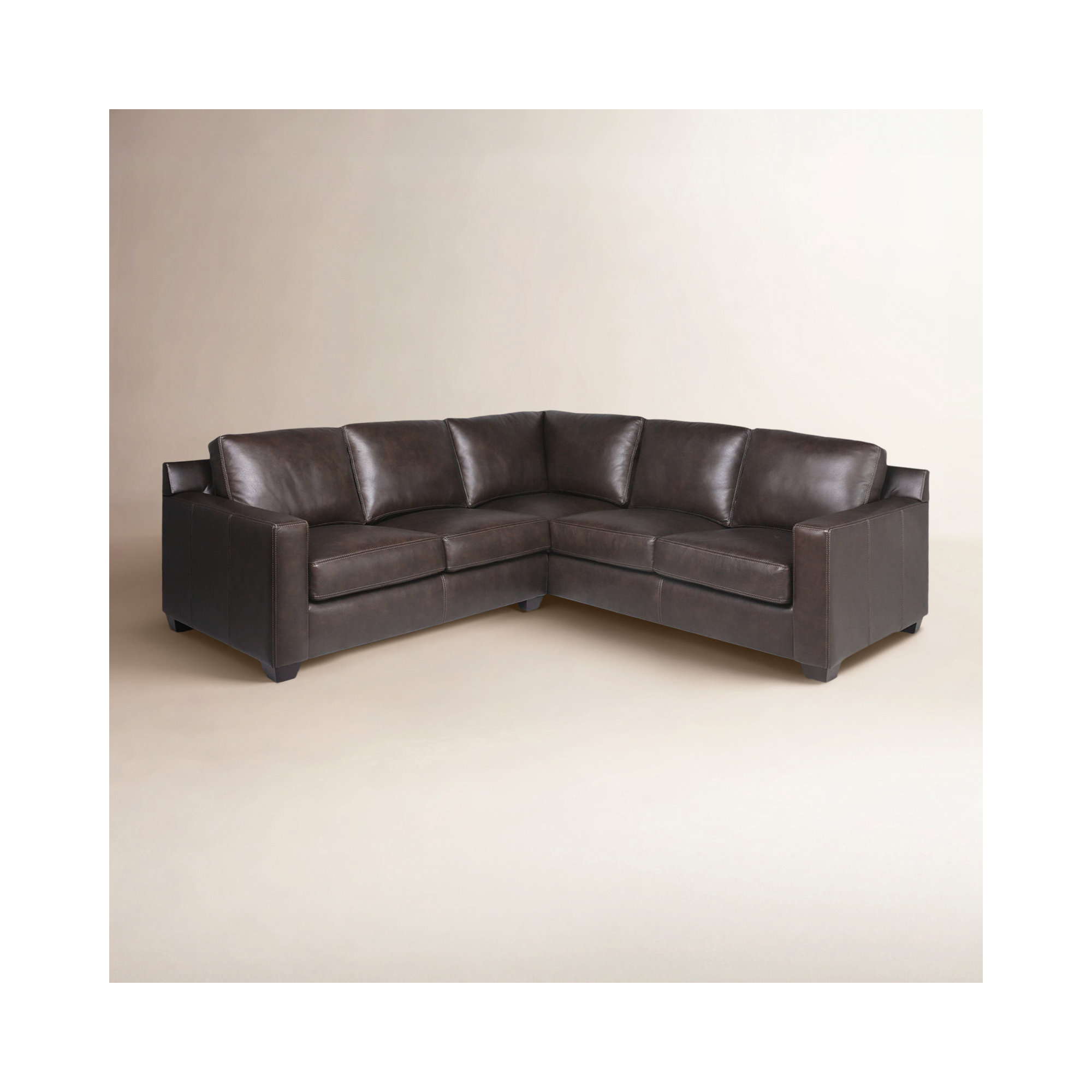 Delores 2 - Piece Upholstered Sectional, Paramount Chocolate Genuine Leather