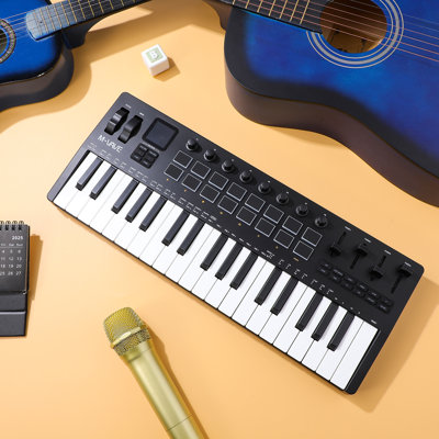 37-Key MIDI Keyboard Controller With 16 Backlit Drum Pads, Perfect For Music Production