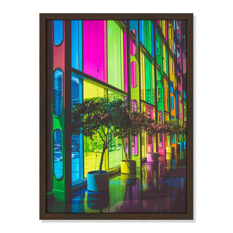 «Colorful Facade on Paper» par Felix Dubois, impression, Cadre en noyer mince sans cadre, H 23 po x l 17 po x P 0,75 po