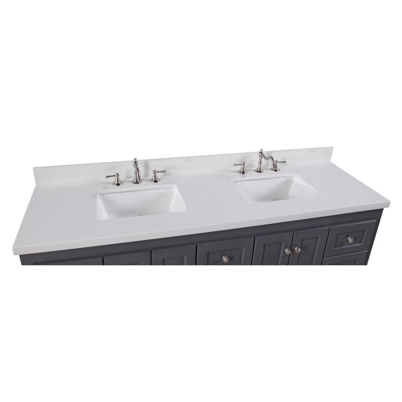 White Shaker Style Double Bathroom Vanity with Quartz Top