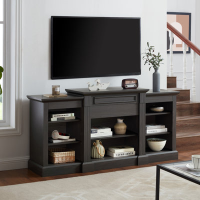 Tv Stand With Grey Finish And Ample Storage, 64.04"W*17"D*32.48"H, Has Sufficient Space For Fits 65'' Tv, Adjustable Shelves Option Entertainment Stand, Provides Abundant