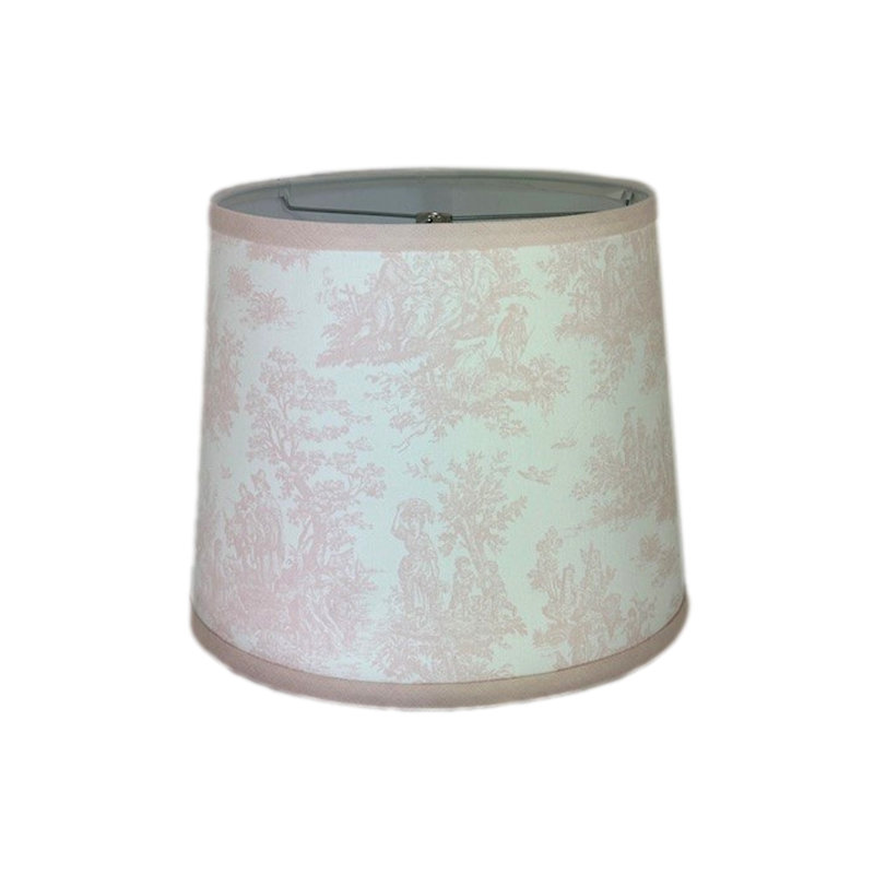 Abat-jour tambour en toile rose clair avec bordure rose clair, H 10 po x l 12 po x P 12 po