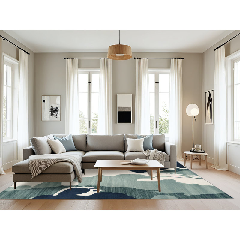 Tapis gris aquarelle lavable à la machine