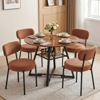 Ensemble table de salle à manger ronde Amous Industrial 42 po avec chaises rembourrées, table de cuisine