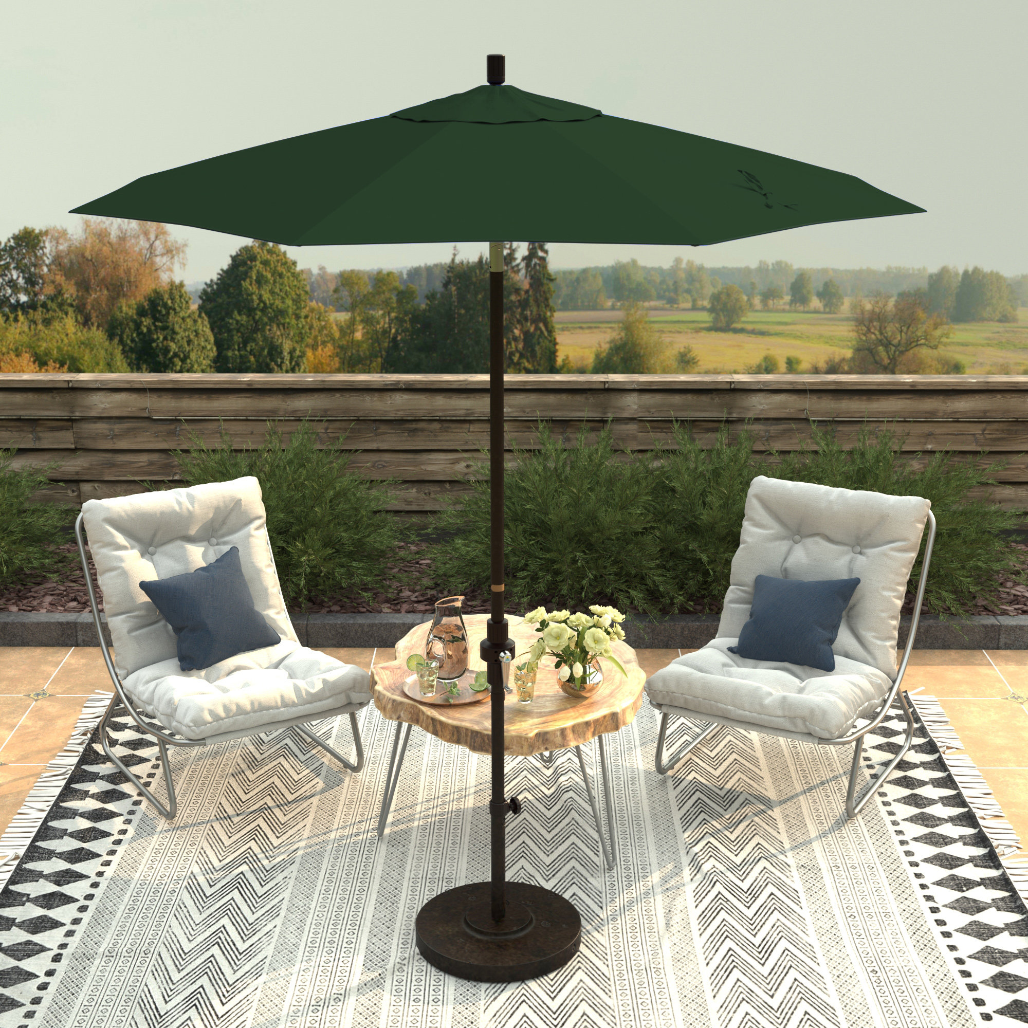 Che 90'' Outdoor Umbrella, Pacifica Hunter Green Performance Canvas