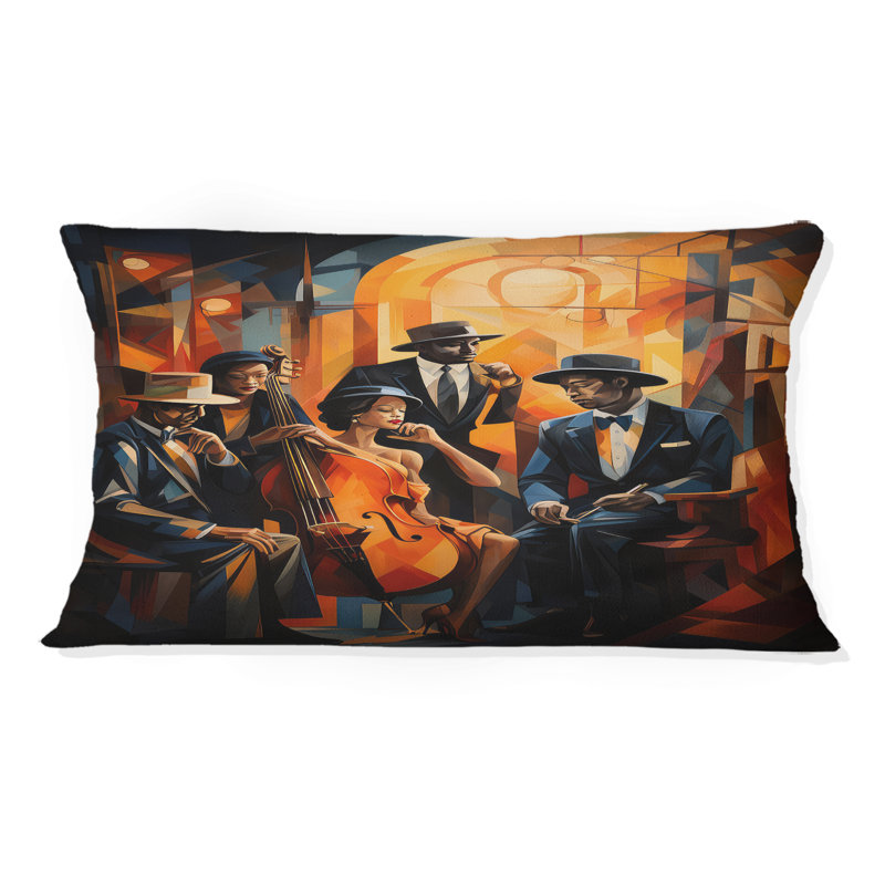 Coussin Jazz Harlem Renaissance, Rectangulaire, 12" x 20"