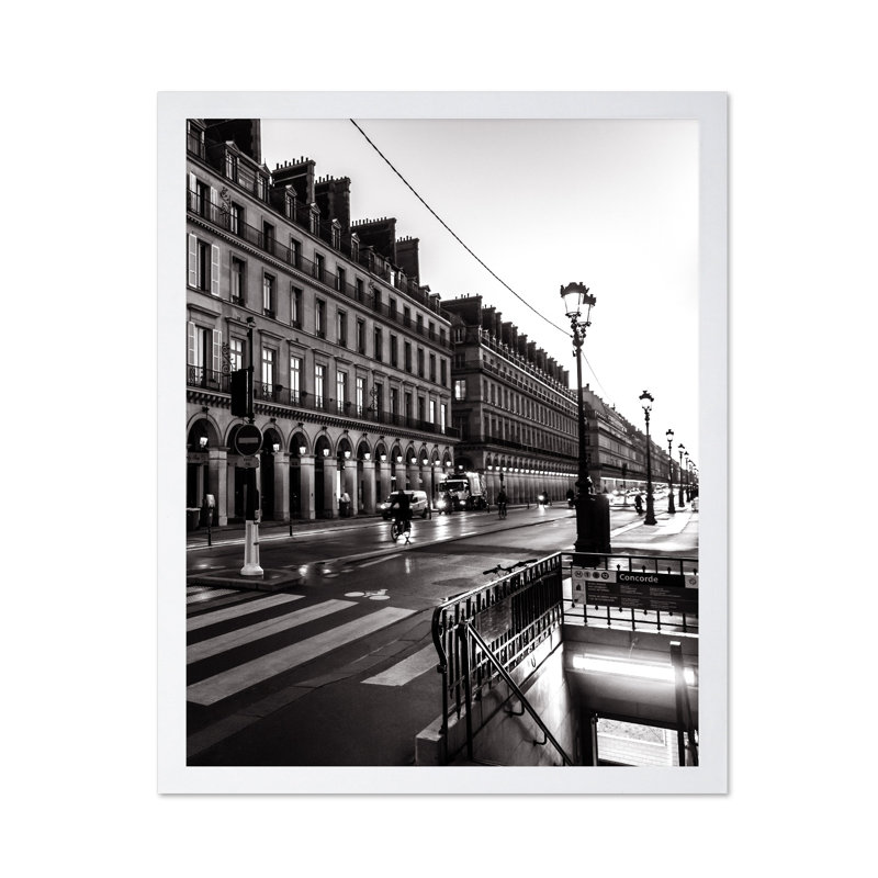 Paris Street, Poster, 12"H x 16"W, White Framed