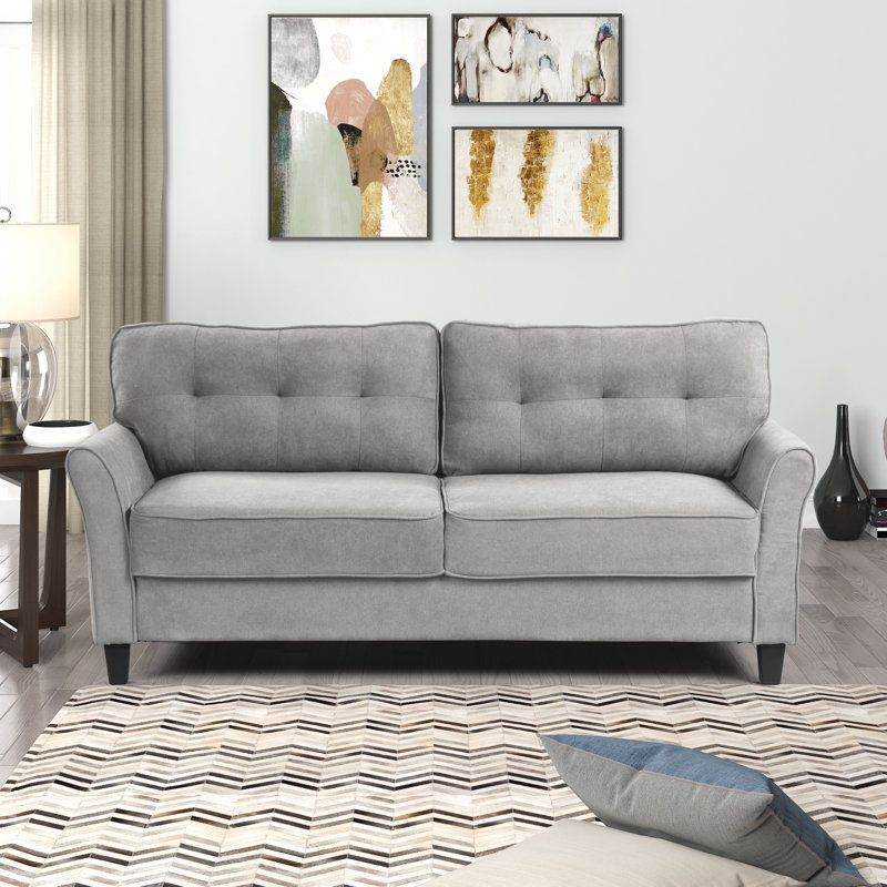 Canapé à accoudoirs évasés 73,5 po, Gris clair