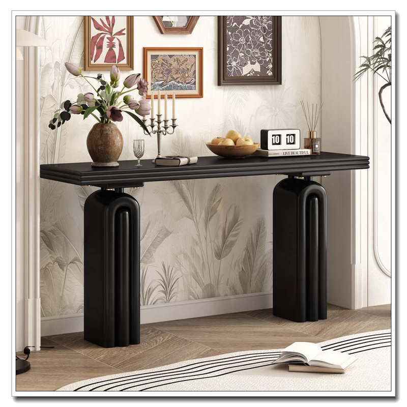 Console élégante et luxueuse en placage d'acacia, Black