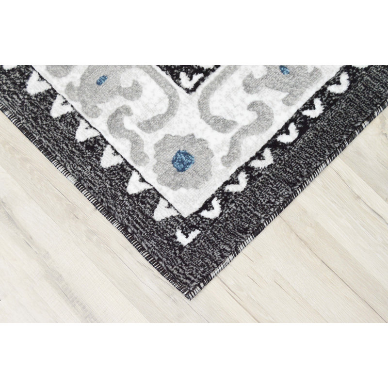 Tapis oriental gris / bleu, Rectangle 8 pi x 10 pi 5 po