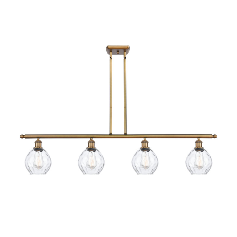 Jaron 4 - Light Kitchen Island Pendant, 6 Watt Vinage LED Bulb, Brushed Brass