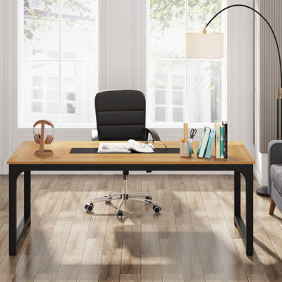 Aalderk Solid Wood Steel Computer Desk