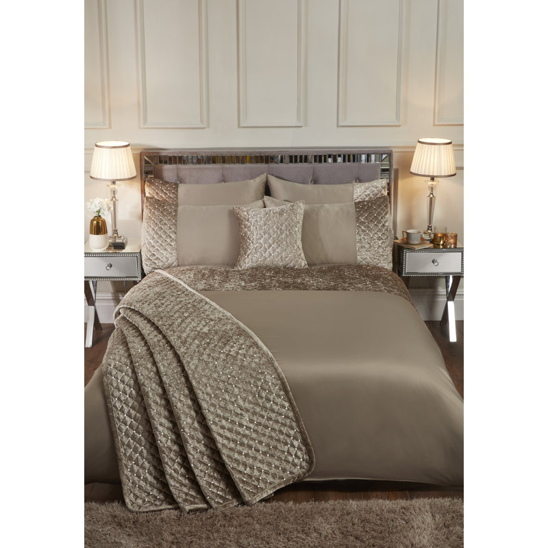Glamour Microfiber Duvet Cover Set with Pillow Shams Included, Mink, Super King Duvet Cover + 2 Standard Pillowcases