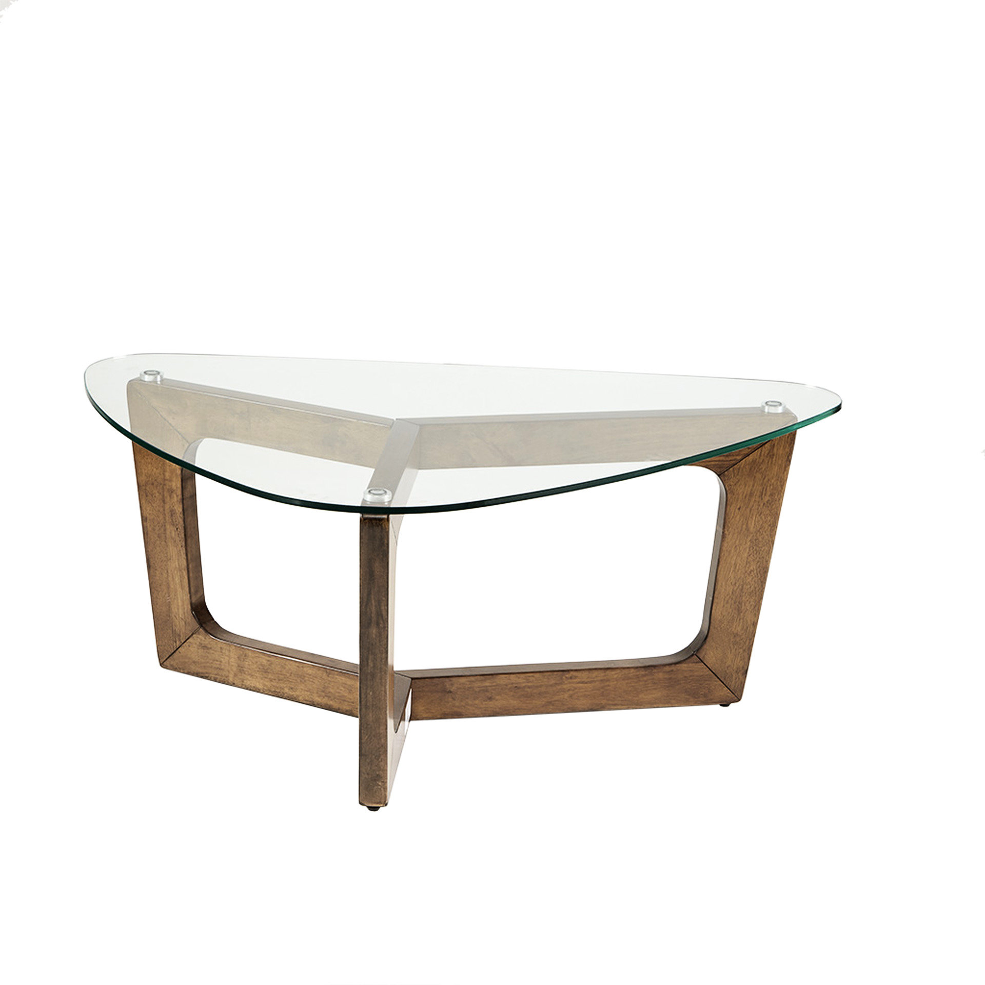 George Oliver Modern Triangle Coffee Table In Pecan Wood Finish With ...