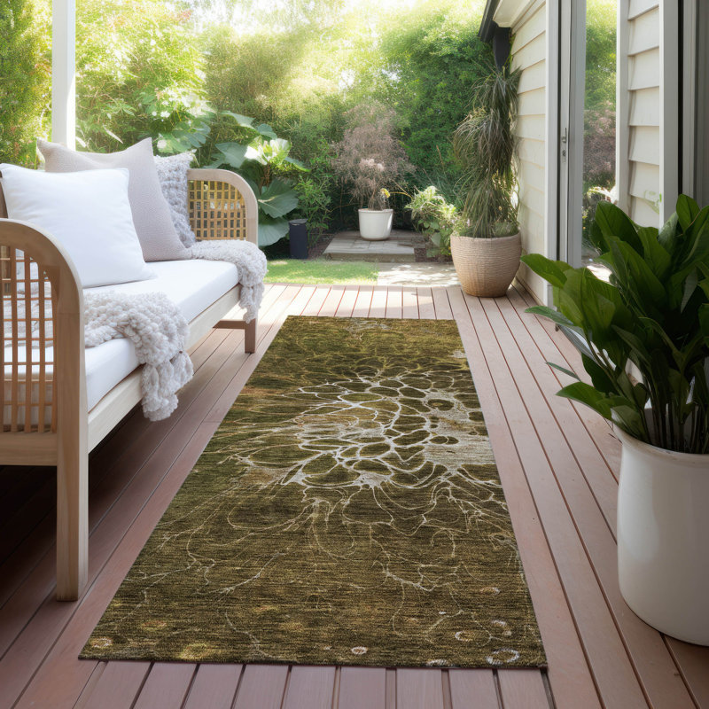 Tapis intérieur / extérieur en polyester tissé à la machine Raenee, Tapis de couloir 2 pi 3 po x 7 pi 6 po
