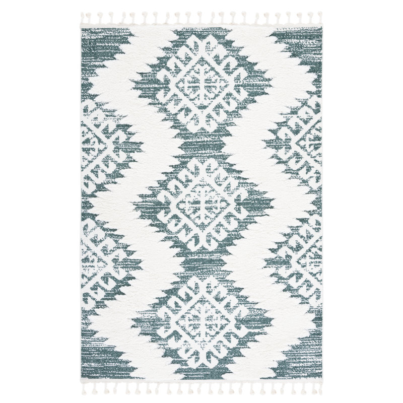 Moroccan Tassel Shag Performance Geometric Rug, Rectangle 6'7" x 9'2"