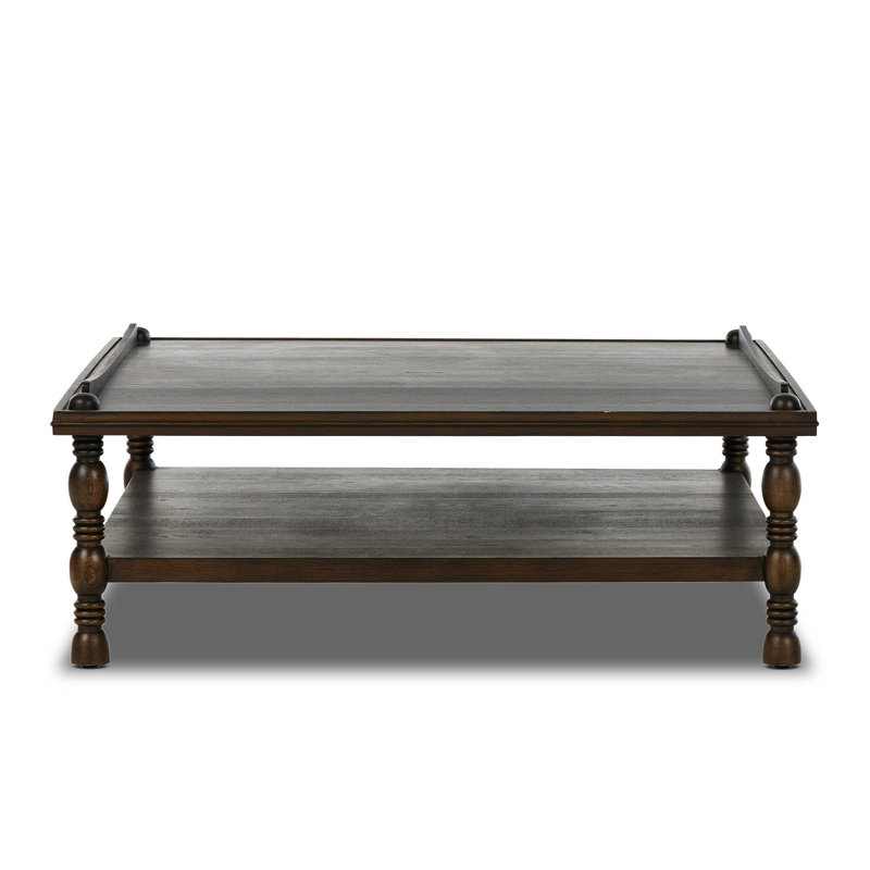Espresso Brown Solid and MDF Wood Square Coffee Table with Storage