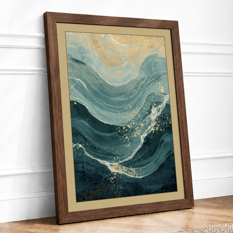 Waves in Repose Modern - Framed Print, A2 - 59.4 x 42.0 cm, Walnut