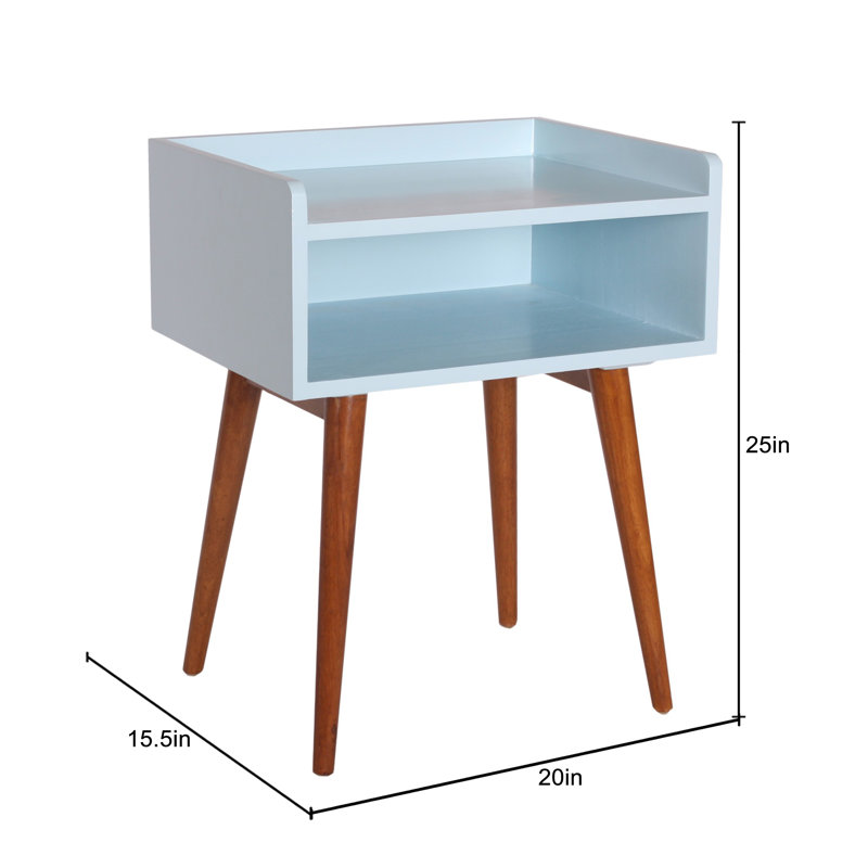 50.8cm W Solid Wood Bedside Table, Aqua