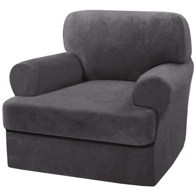 Housse pour fauteuil en velours avec coussin en T et housse de canapé 1 T pour le salon Lavable à la machine