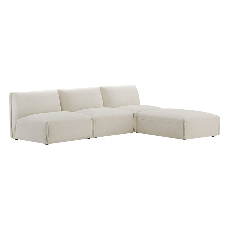 3 - Piece Upholstered Sofa With Ottoman