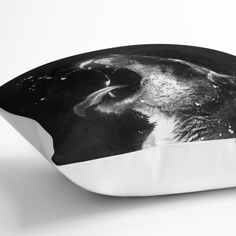 Yawning Lioness Cushion with Filling, 40cm H x 40cm W x 15cm D, White