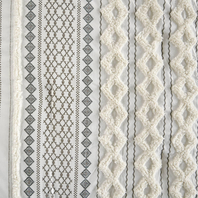 Ensemble d'édredon en coton 3 pièces, Queen Comforter + 2 Standard Shams, Ivoire ivoire