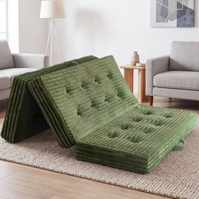 Matelas pliable en trois parties de 15 cm en mousse à mémoire de forme, matelas de sol en fausse fourrure avec poignée