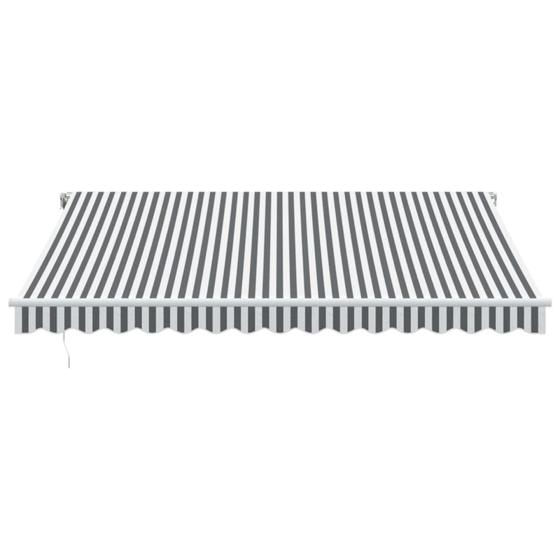Manual Retractable Awning, 400cm H x 350cm W, Striped, White/Anthracite