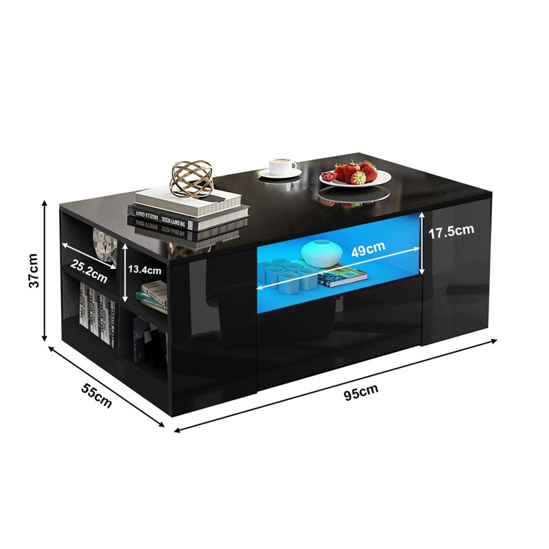 Busra Coffee Table with Storage, Black