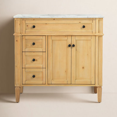 Rivers 36'' Single Bathroom Vanity with Carrara Marble Top
