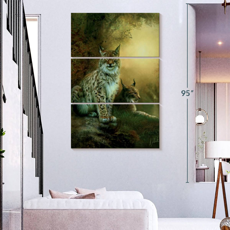 Brampt Two Lynxes, 74" H x 48" W