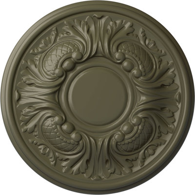 Médaillon de plafond Endurathane Linus, DE 11 1/4 po x P 1 1/8 po, finition craquelée d'hamamélis peinte à la main