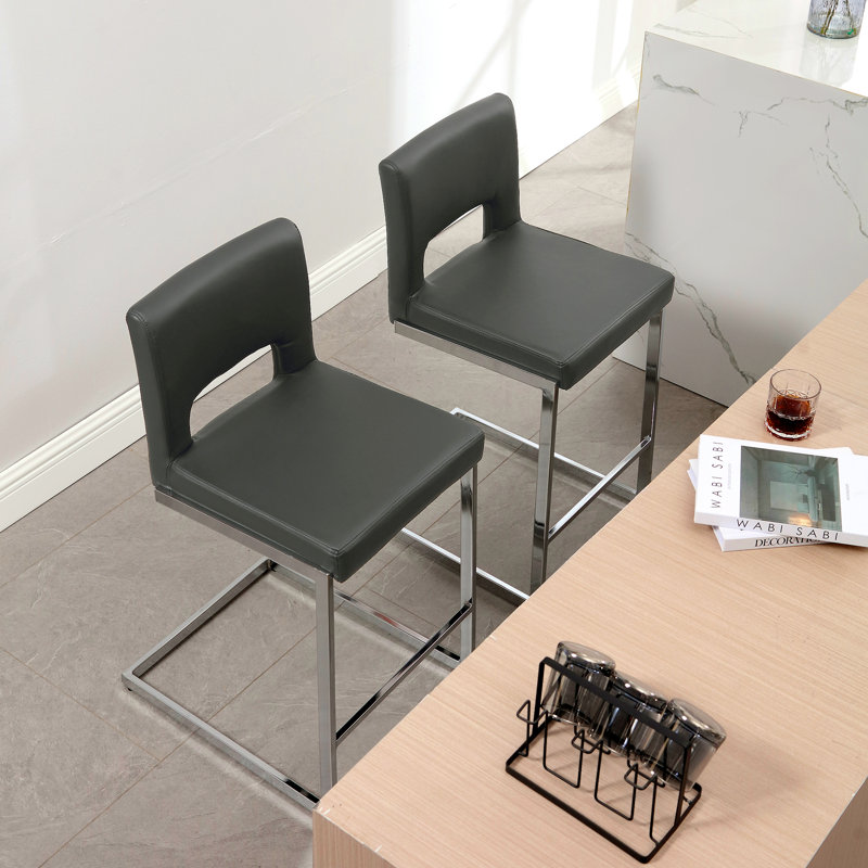 Tabouret de comptoir rembourré 26 po Daco, Gris, 2