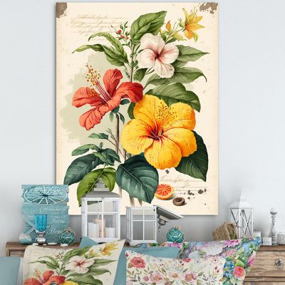 " Blossiming Yellow Retro Hibiscus V "