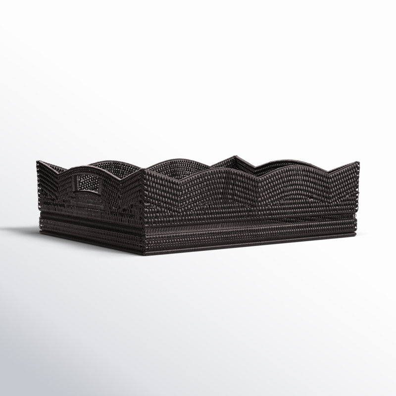 Landry Rattan Tray, 6" H x 20" W x 16" D, Tudor Black