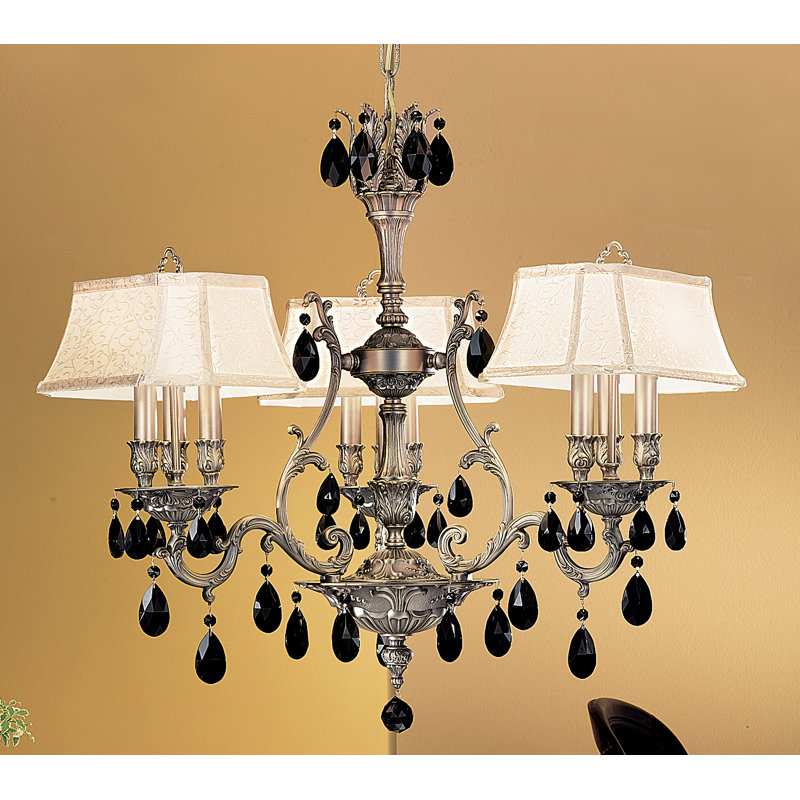 Fagundes 9 - Light Dimmable Geometric Chandelier, Aged Bronze, Crystalique Black