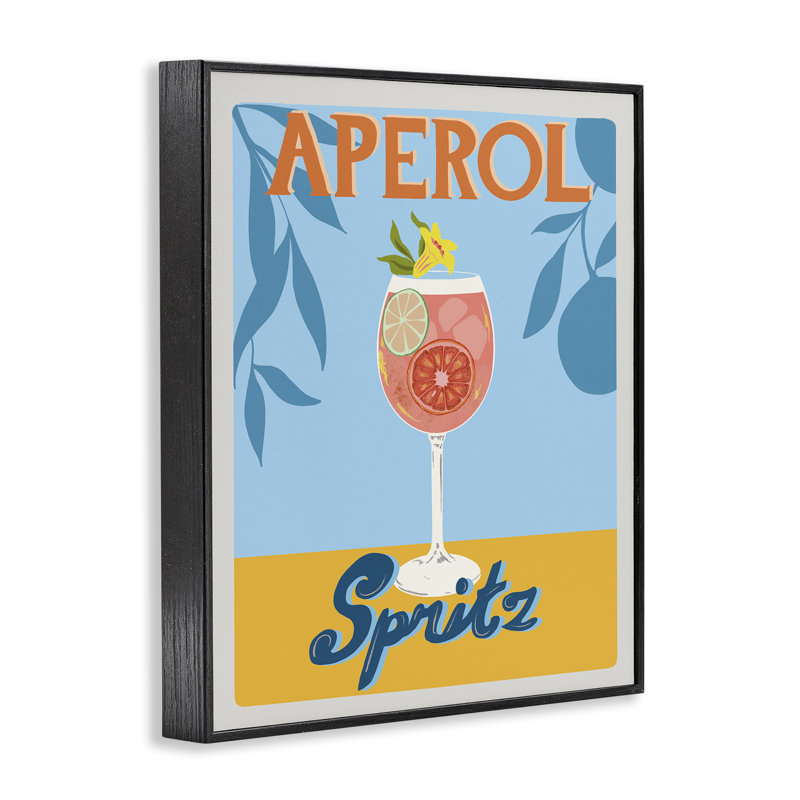 Tropical Aperol Spirz, estampe numérique encadrée, design par Jo Reid, H 14 po x l 11 po, Giclée encadrée noir minuit