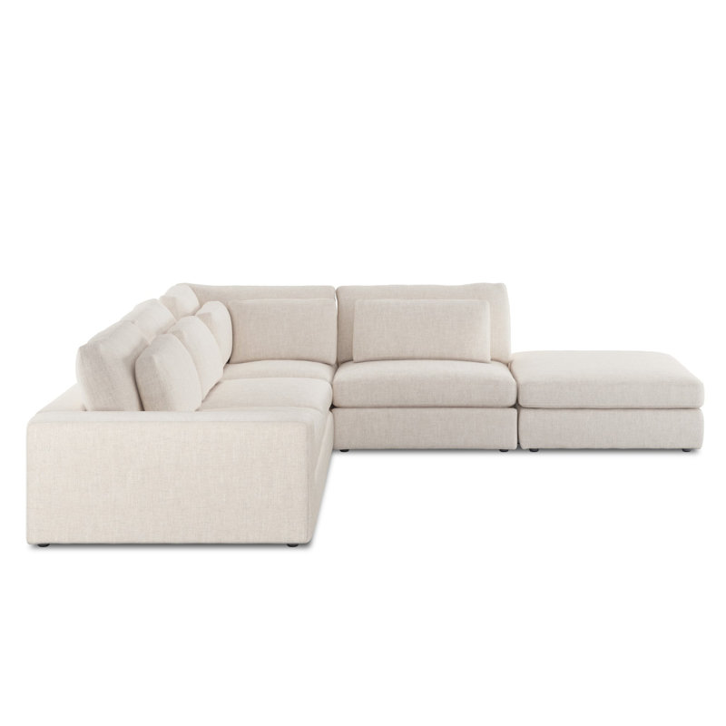 Dolan 5 - Piece Upholstered Modular Chaise Sectional, Right Arm Facing, Landale Charcoal Textured Basketweave