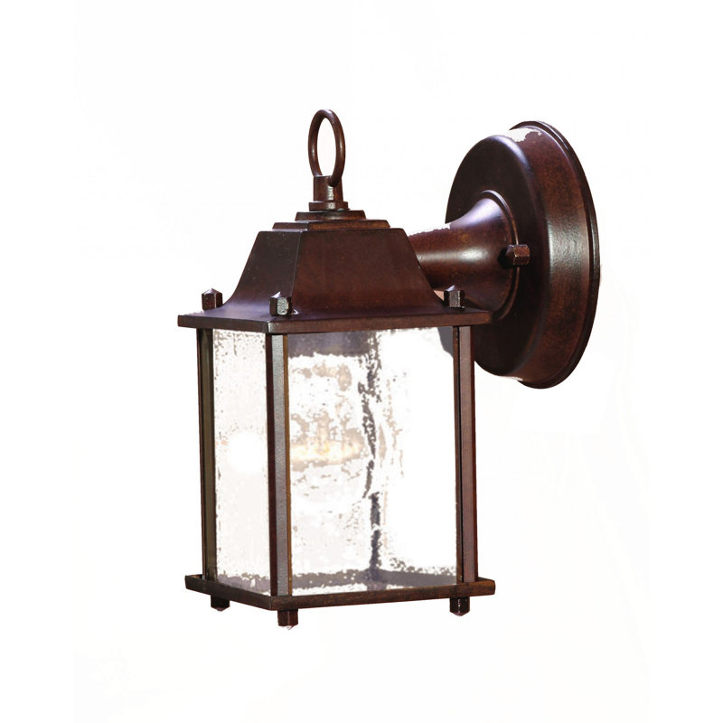 Lanterne murale suspendue en verre givré, Marron foncé