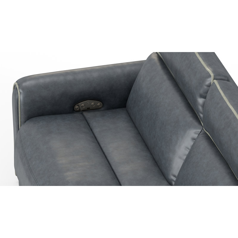Fauteuil inclinable électrique Ayoka avec appui-tête réglable, Polyester bleu, H 41 po x l 84 po x P 39 po