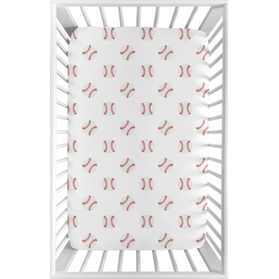 Baseball Patch Mini Fitted Crib Sheet