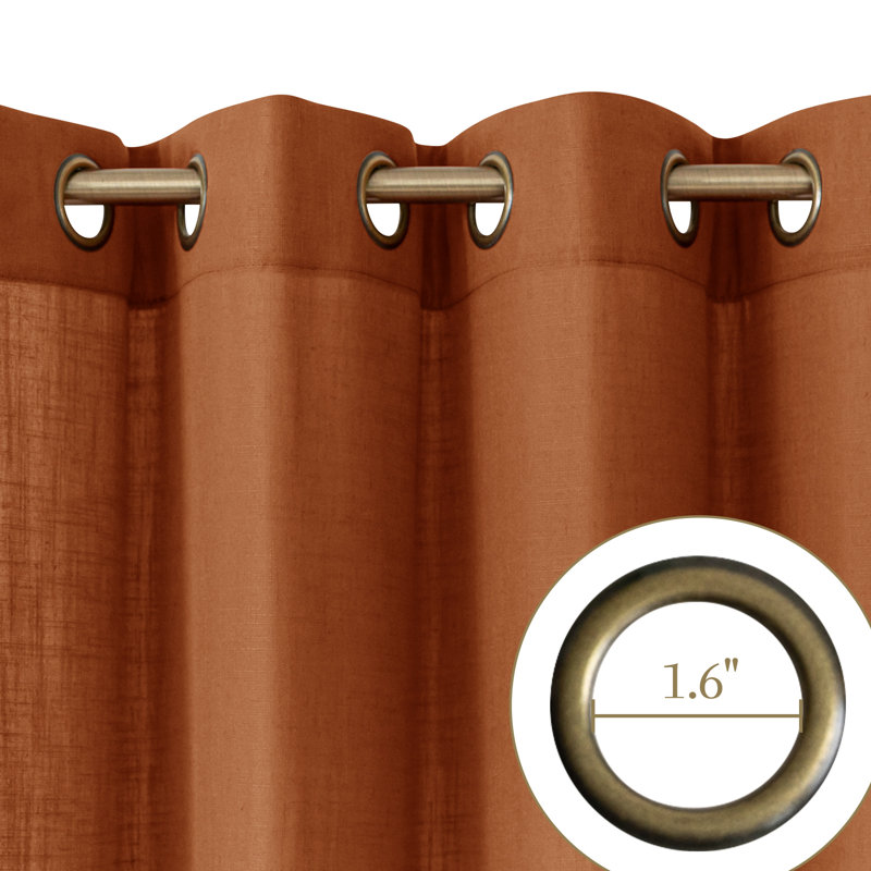 Paire de rideaux semi-transparents avec œillets Vollmar, L 52 po x L 96 po, Terracotta