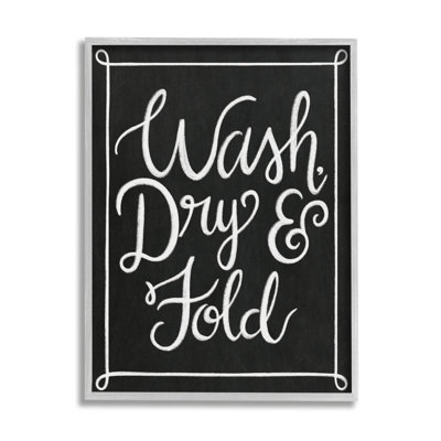 Wash Dry And Fold Curved Loop Border Black White - Textual Art