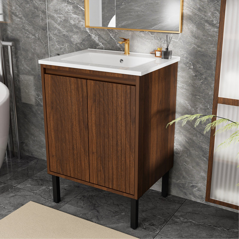 Meuble-lavabo 24 po sans lavabo, Brun mat, 24"